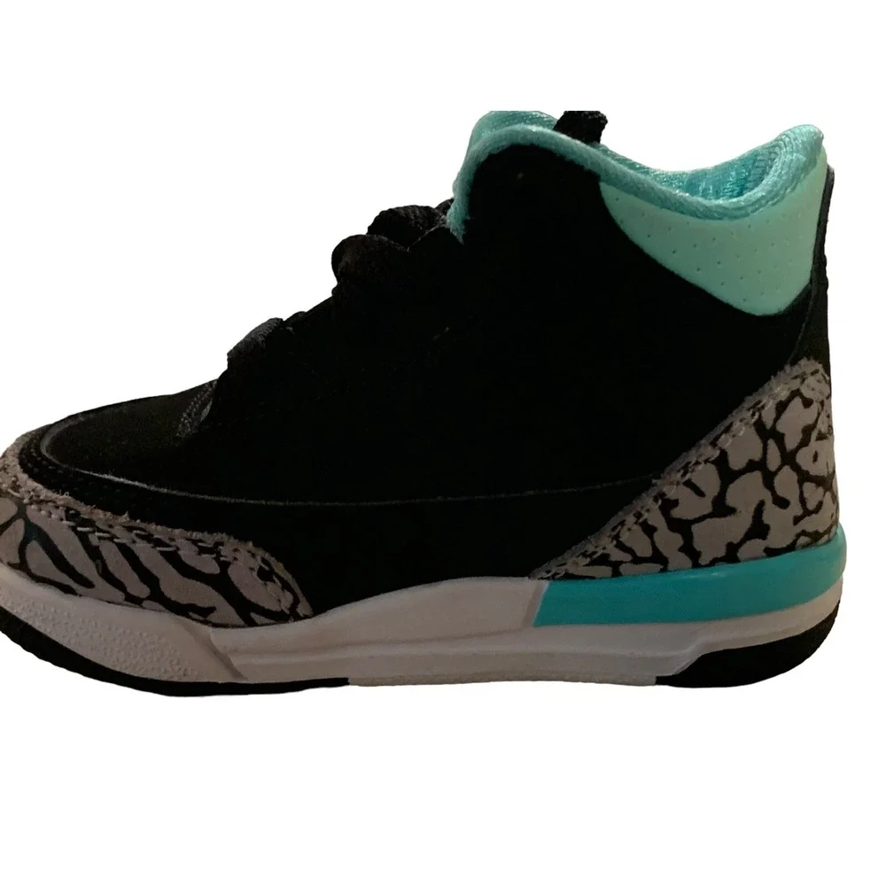 Nike Air Jordan 3 Retro BT Bleached Turquoise Shoes 654964-045‎ Toddlers Size 4C